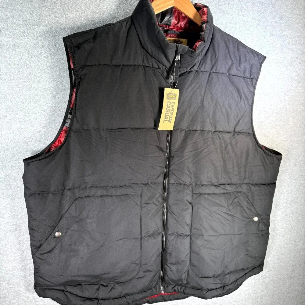 The Foundry‎ Supply Puffer Vest Men's 3XL Black Lined Full Zip Mock Neck Pockets